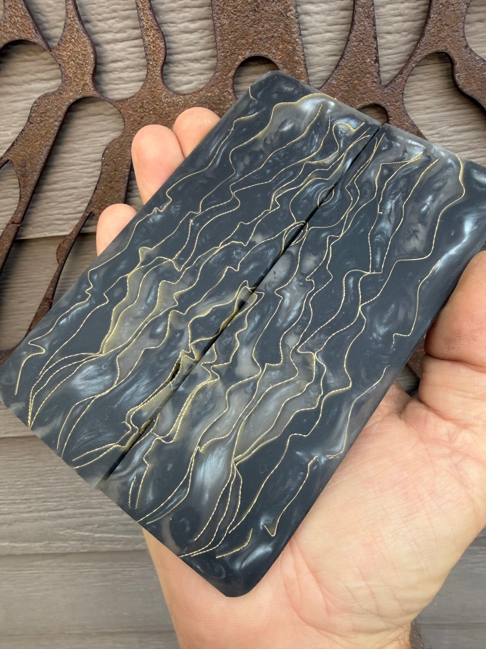 Custom copper knife scales 