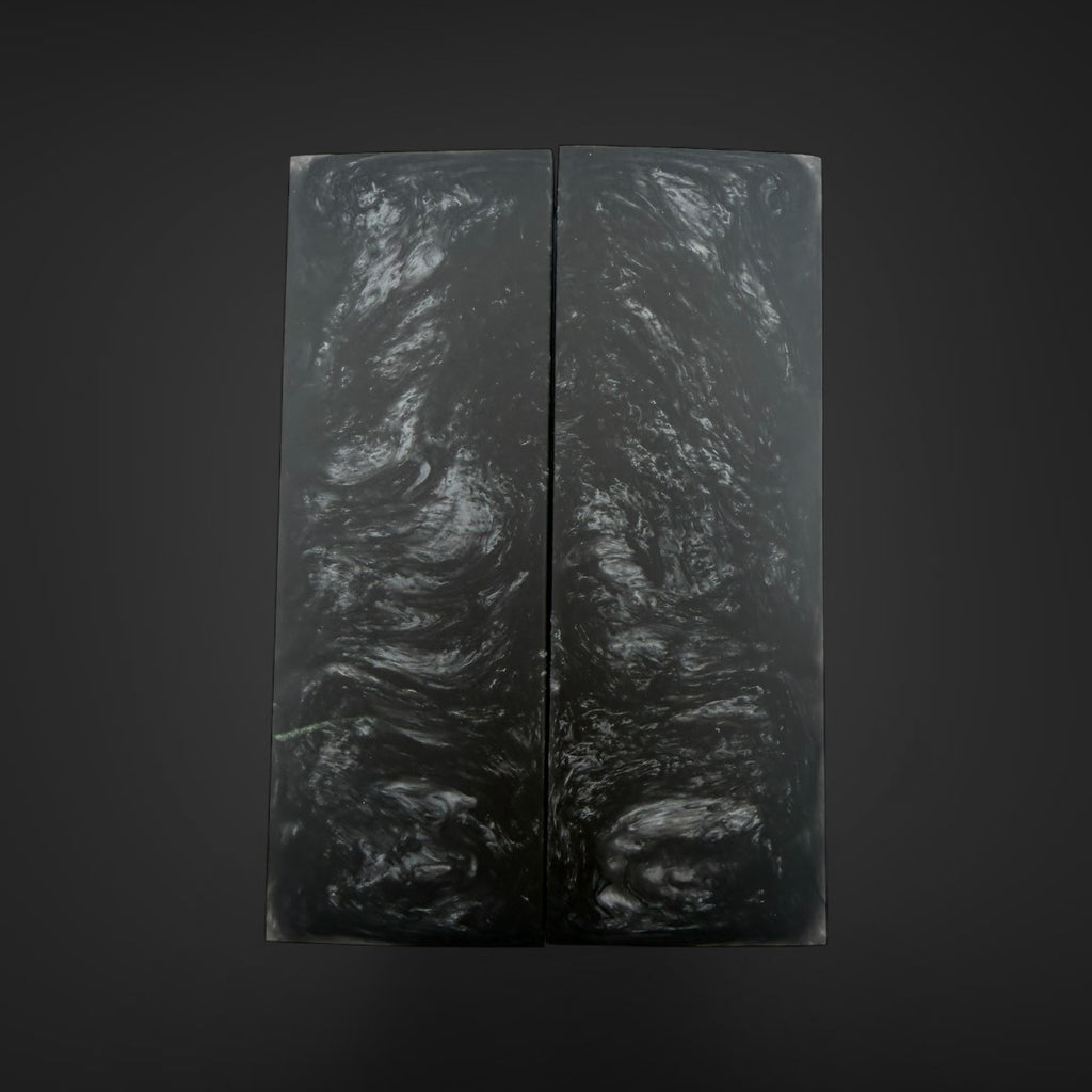 #5296 Resin Chaos Black Steel Knife Scales