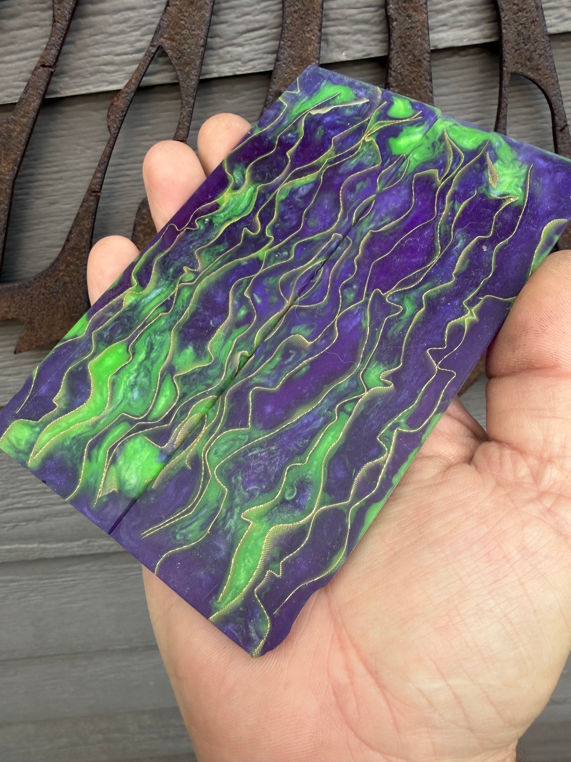 Custom copper knife scales 