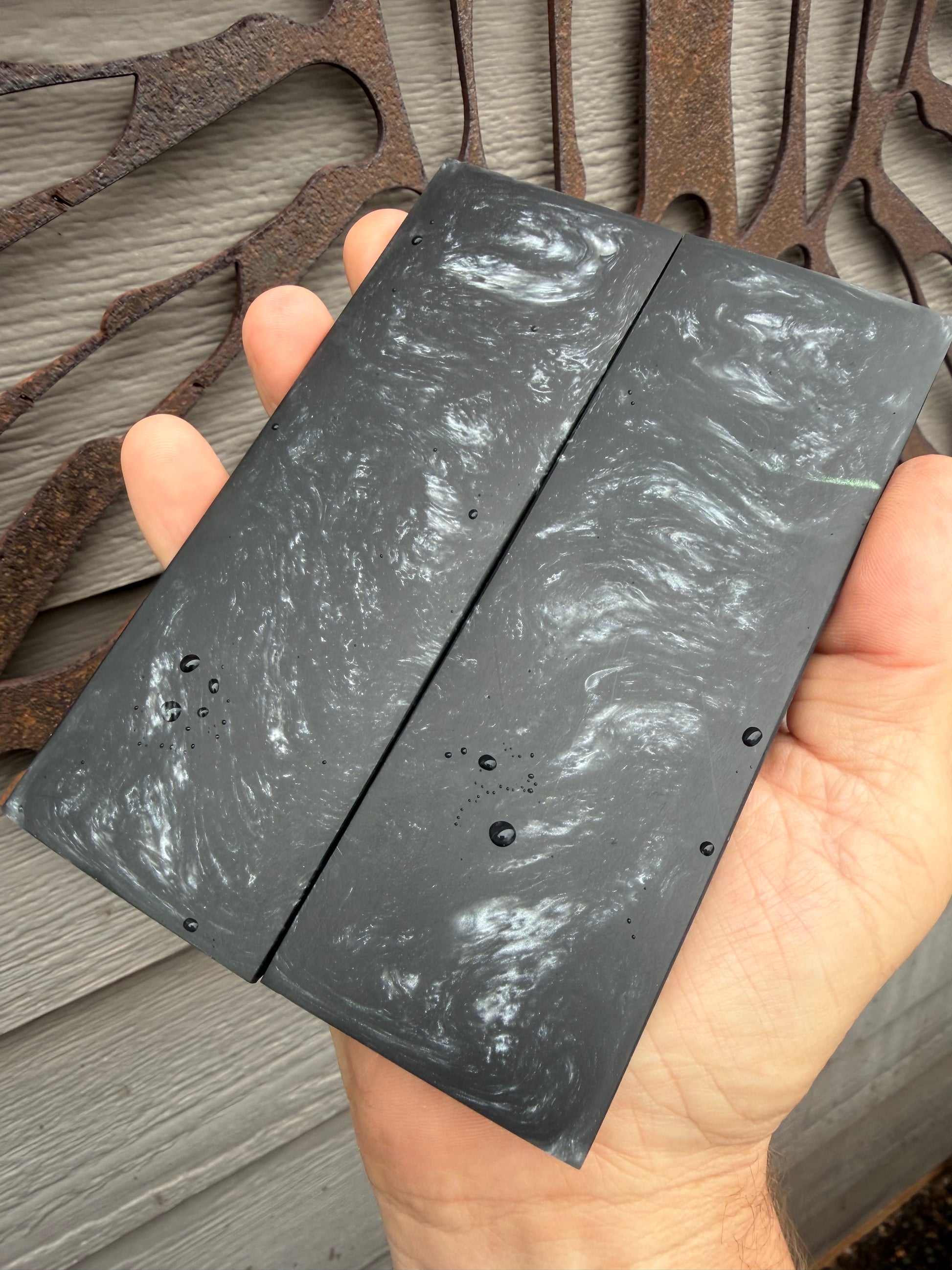 #5296 Resin Chaos Black Steel Knife Scales