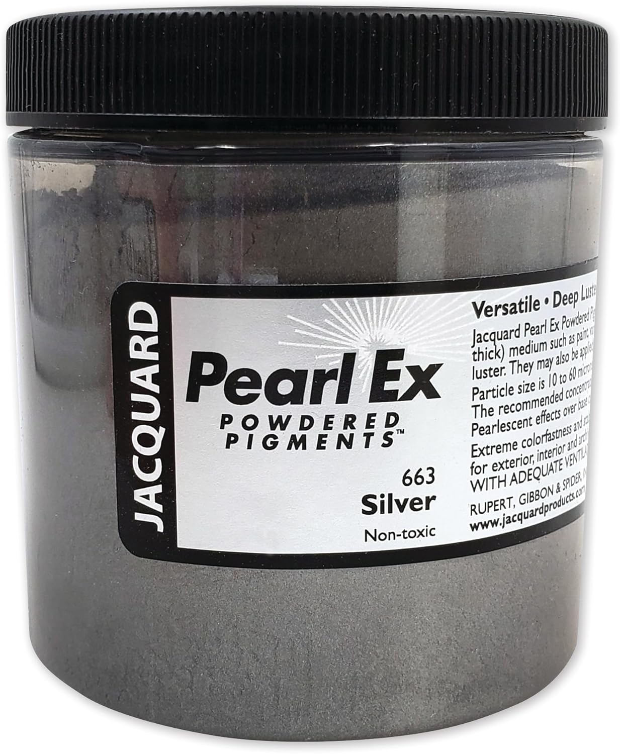 Jacquard Pearl Ex Pigment Powder 4oz Silver - Loose Mica Powder for Epoxy Resin, Watercolors, Calligraphy Ink & Clay - Epoxy Pigment Powder - Epoxy Resin Color