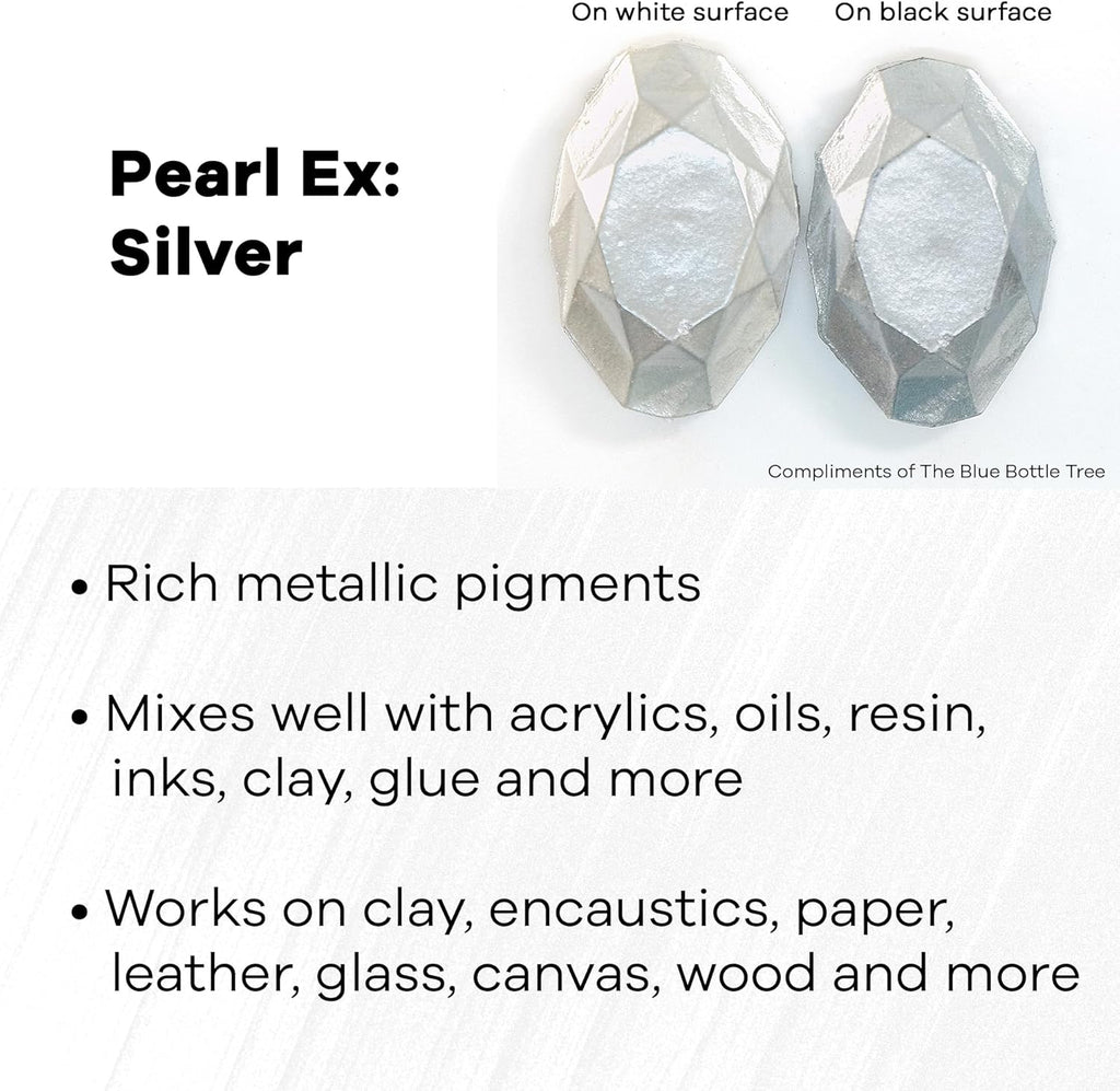 Jacquard Pearl Ex Pigment Powder 4oz Silver - Loose Mica Powder for Epoxy Resin, Watercolors, Calligraphy Ink & Clay - Epoxy Pigment Powder - Epoxy Resin Color