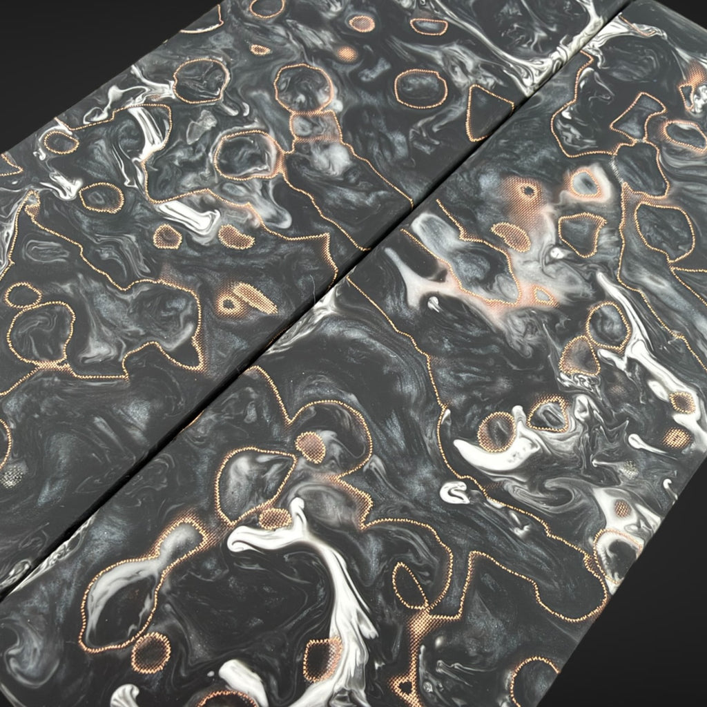 JHC CopperCore Crater Black Smoke Knife Scales @J.Hue Customs