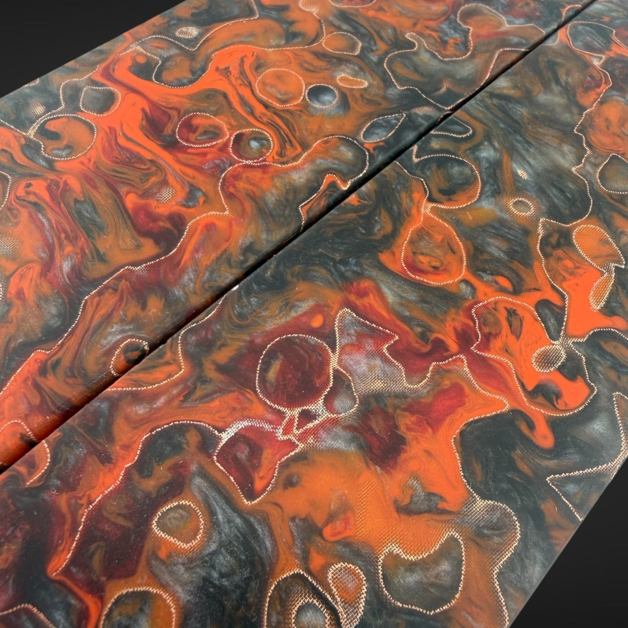 Copper and resin chaos knife scales for custom knife makers 