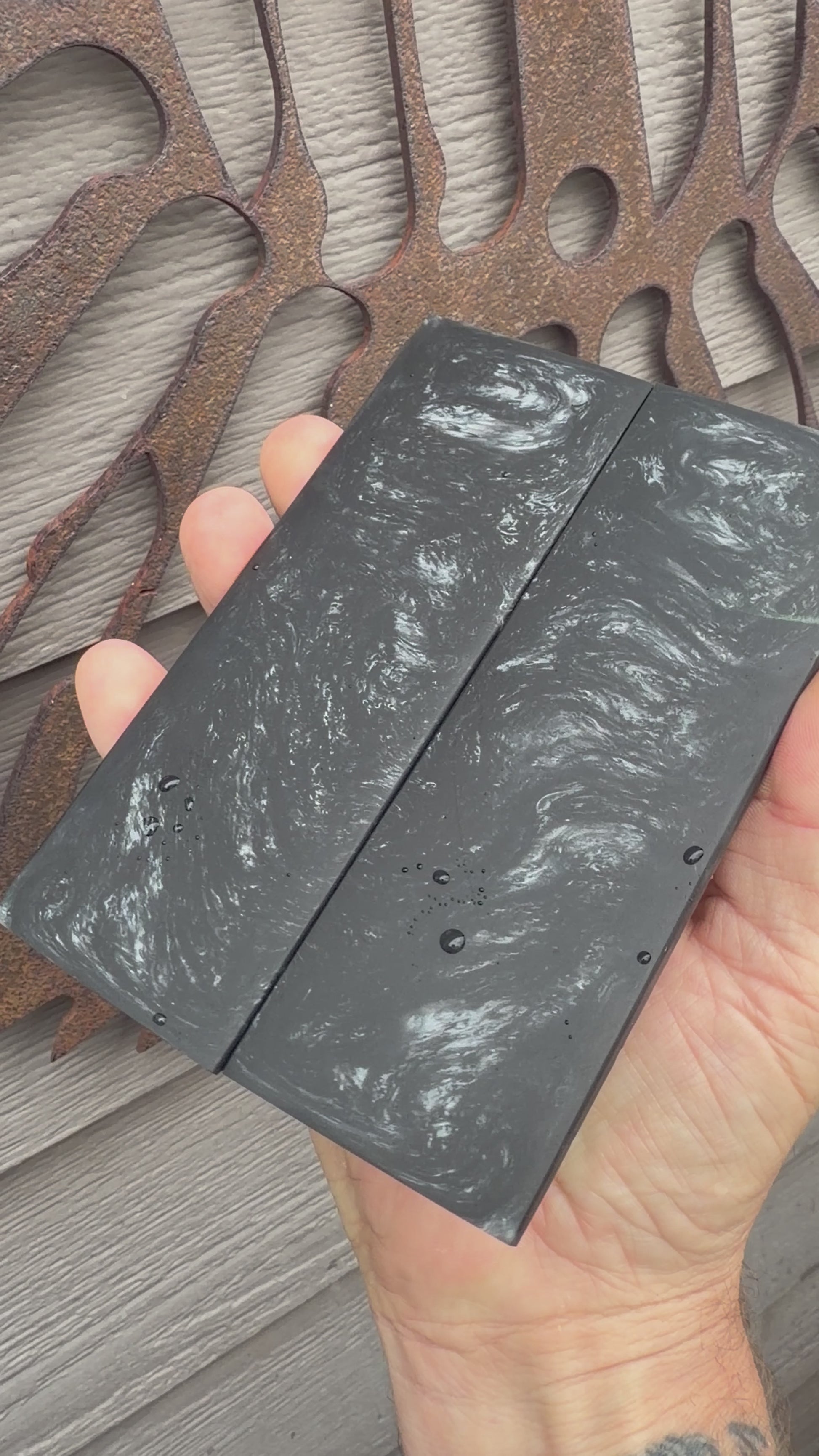 #5296 Resin Chaos Black Steel Knife Scales